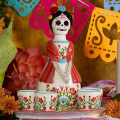 Day of the Dead Maria 5-Piece Decanter Set - Handcrafted Ceramic