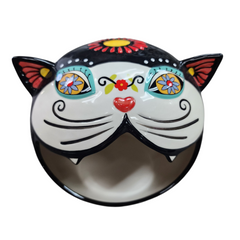 Day of the Dead Sugar Cat Head Candy Bowl
