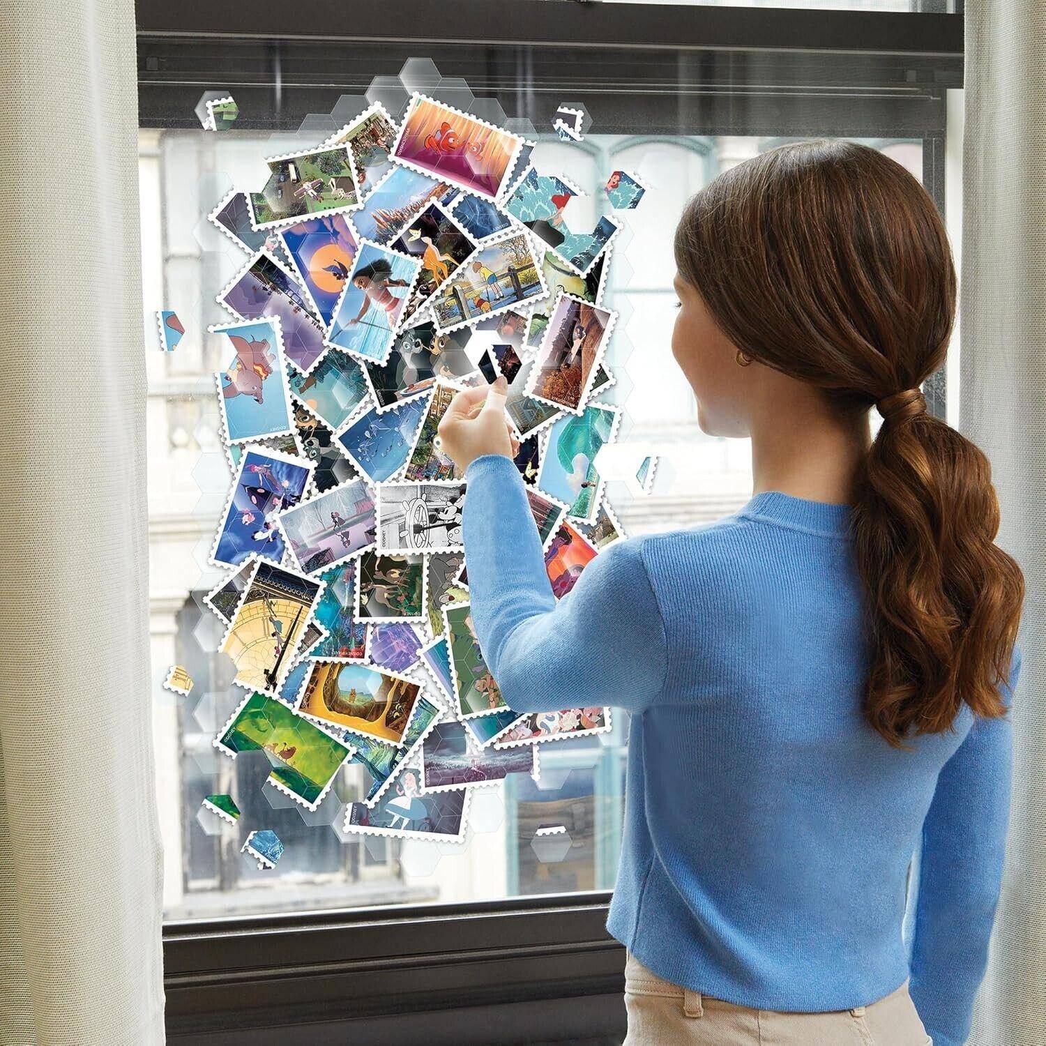 Disney Suncatcher Window Cling Puzzle Art Mosaic Stamps with Story Book