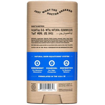 Dr. Squatch Natural Odor Squatching Deodorant 2.65 oz All-Natural Men's Grooming Care