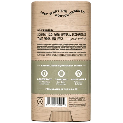 Dr. Squatch Natural Odor Squatching Deodorant 2.65 oz All-Natural Men's Grooming Care