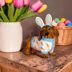 Easter Dachshund Figurine | Dashing in Carrots