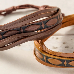 Embossed Leather Bracelets | Set of 2