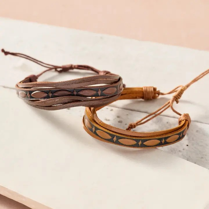 Embossed Leather Bracelets | Set of 2