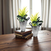 Farmhouse Galvanized Metal Pail Vase | Set of 2