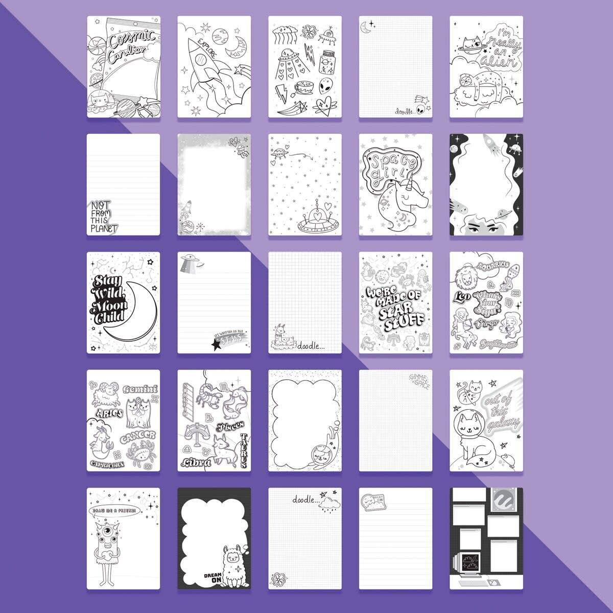 Fashion Angels Galaxy Doodle Activity Set Sketch Pad with Stackable Crayons