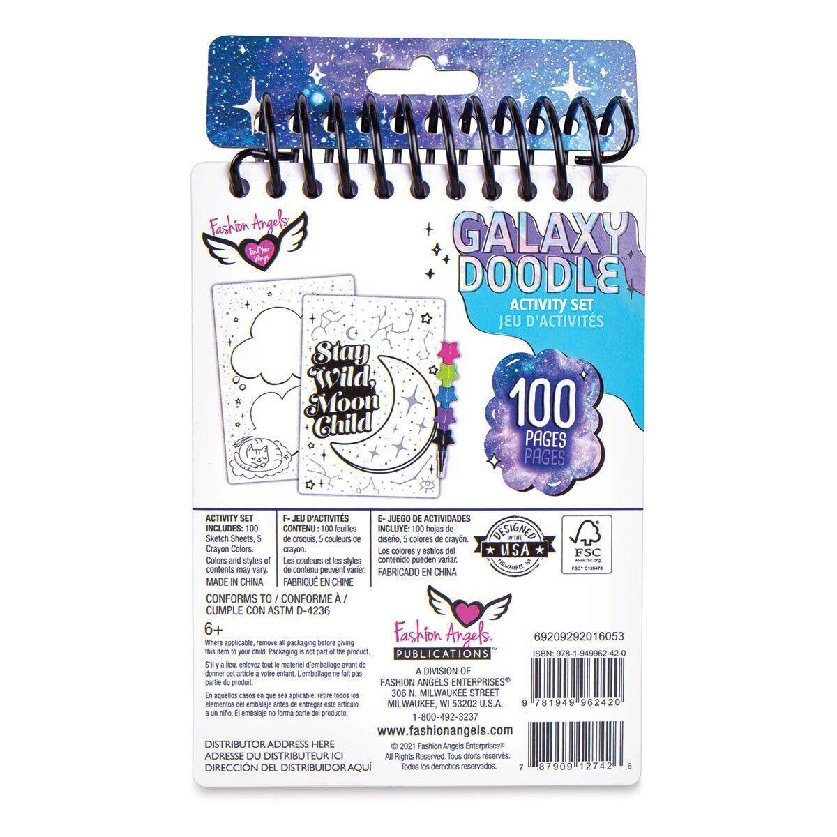 Fashion Angels Galaxy Doodle Activity Set Sketch Pad with Stackable Crayons