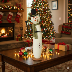 Festive Snowman Gourd | Light Up | Hand Crafted