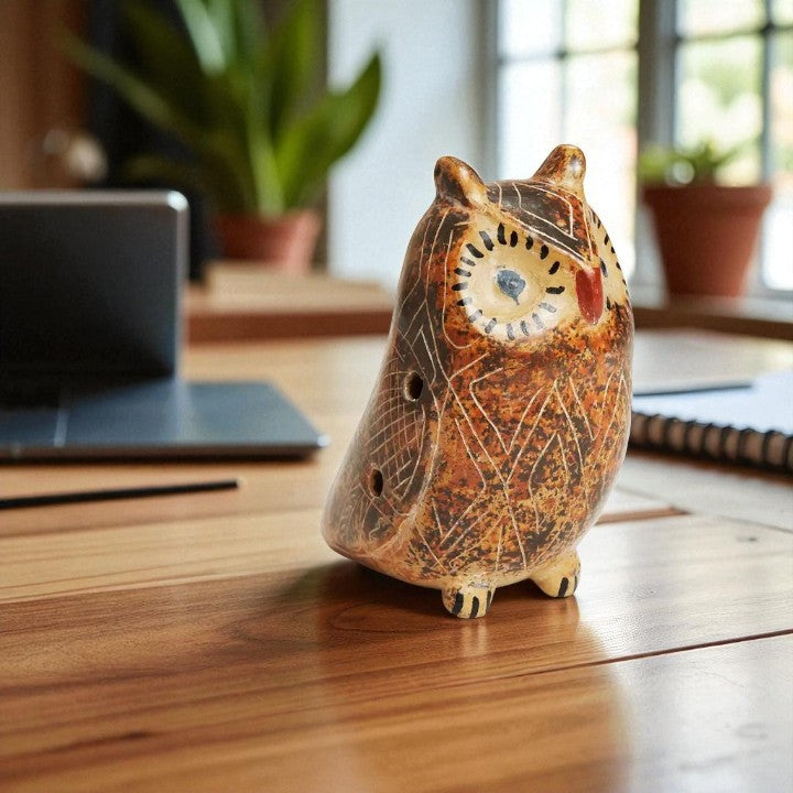 Folk Art Owl Ocarina | Vessel Flute