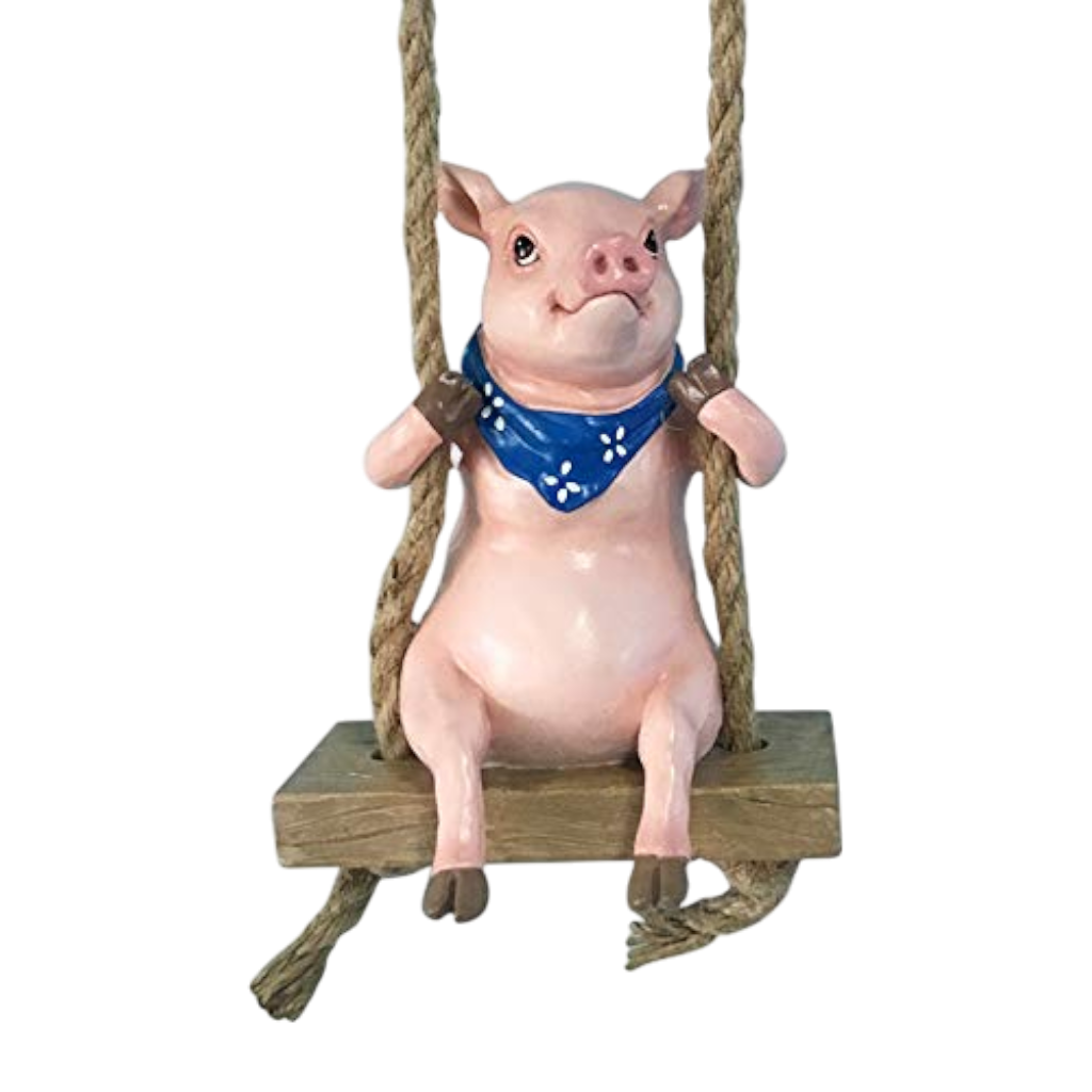 Garden Pig Figurine Hanging Decor