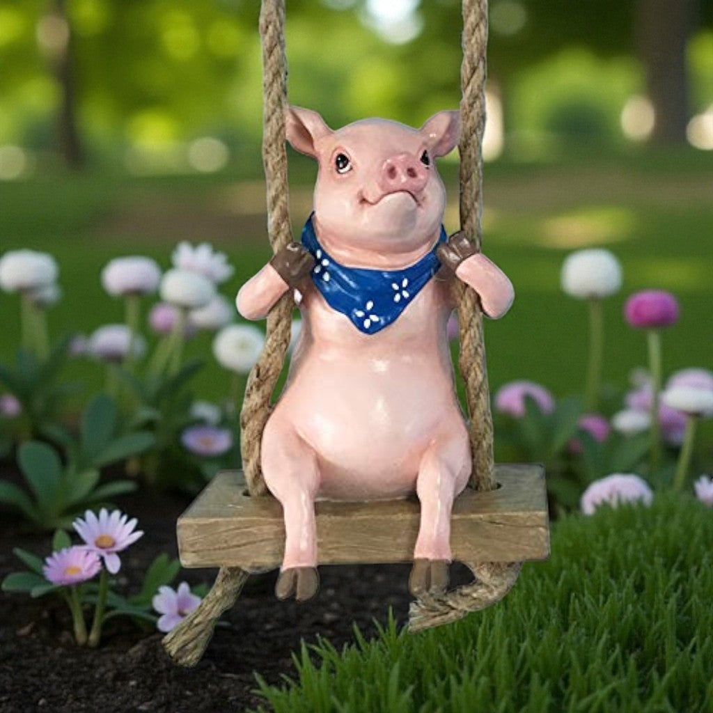 Garden Pig Figurine Hanging Decor