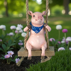 Garden Pig Figurine Hanging Decor