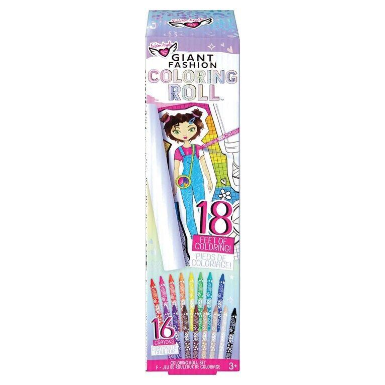 Giant Fashion Coloring Roll 18 Feet of Coloring with 16 Crayons - Fashion Angels