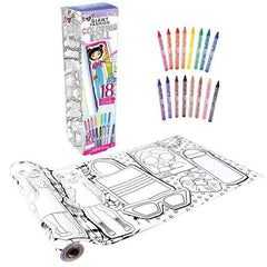 Giant Fashion Coloring Roll 18 Feet of Coloring with 16 Crayons - Fashion Angels