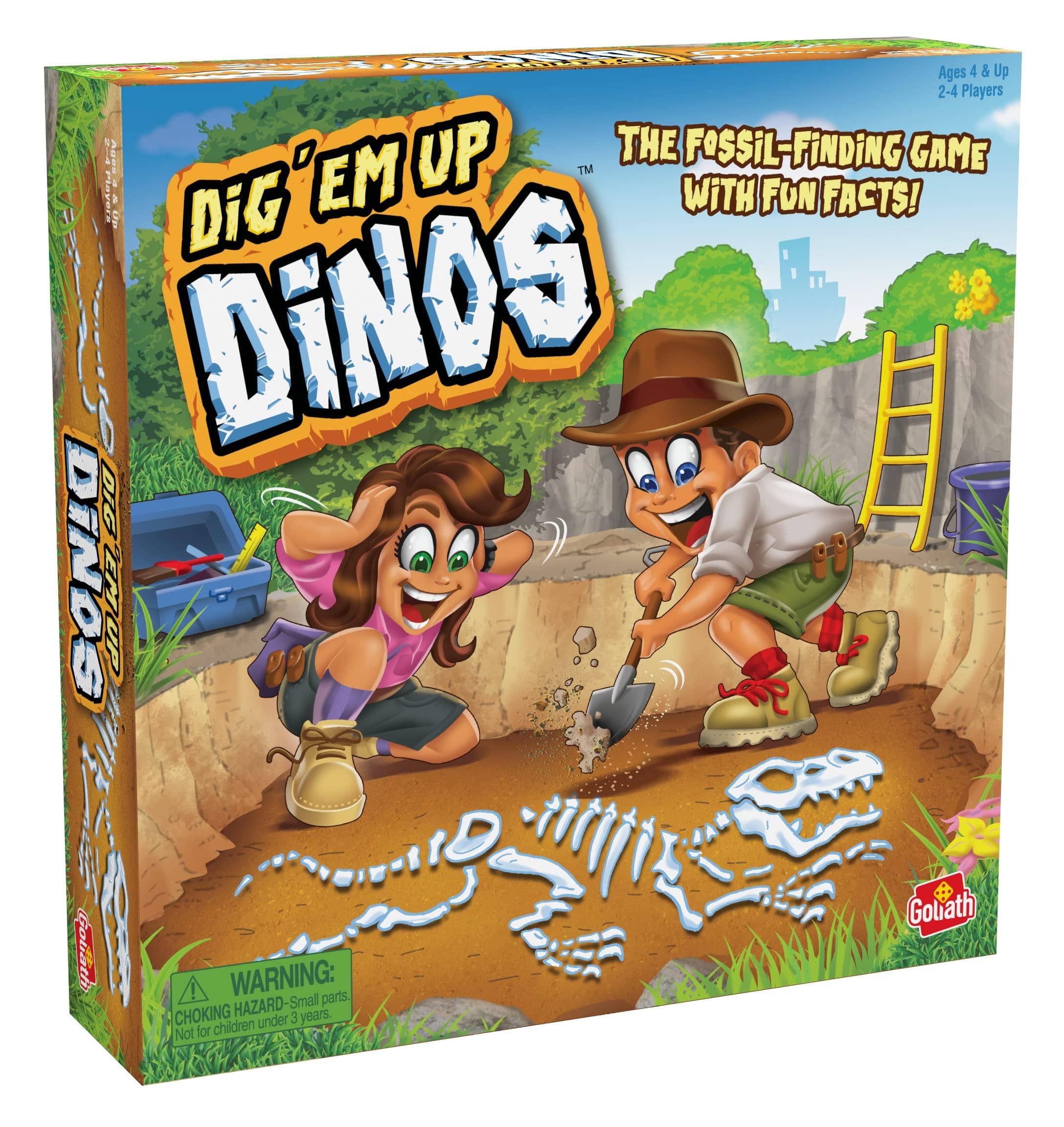Goliath Dig 'Em Up Dinos - Fossil-Finding, Dino-Building Game Includes Fun Dinosaur Facts - 2-4 Players, Ages 4 and Up