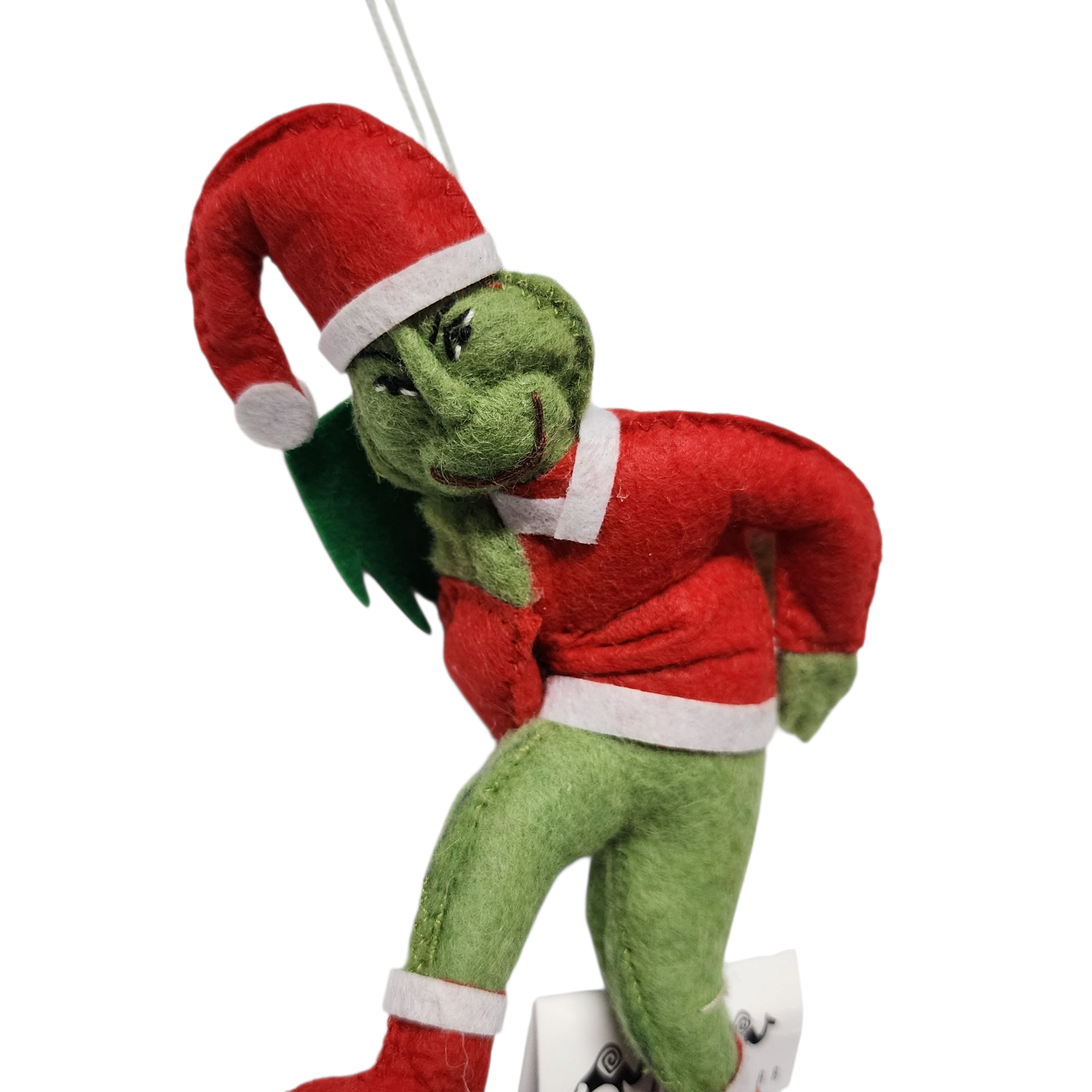Grinch Santa Ornament | Handcrafted Felt Hanging Decor