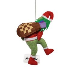 Grinch Santa Ornament | Handcrafted Felt Hanging Decor