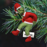 Grinch Santa Ornament | Handcrafted Felt Hanging Decor