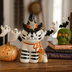 Halloween Cat Figurine | Witchy Kitty