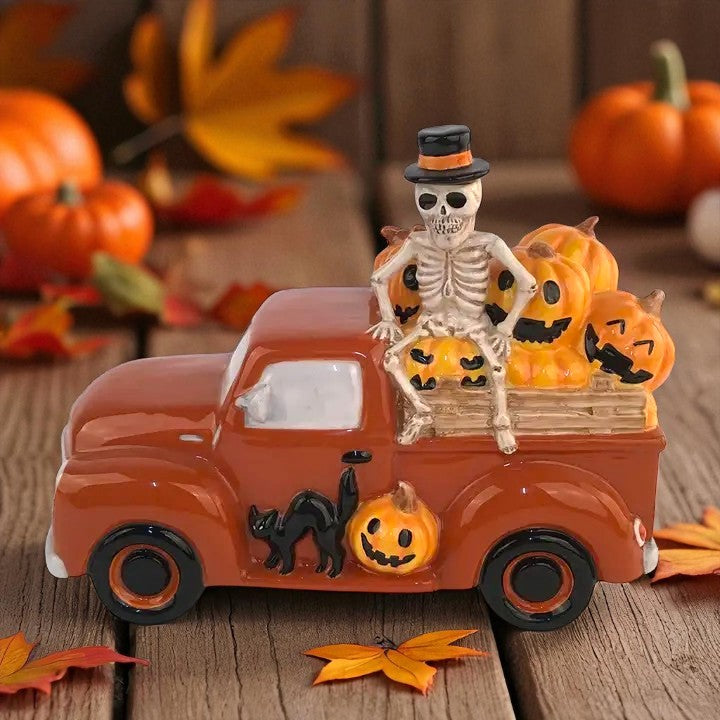 Halloween Jack-O-Lantern Truck Figurine