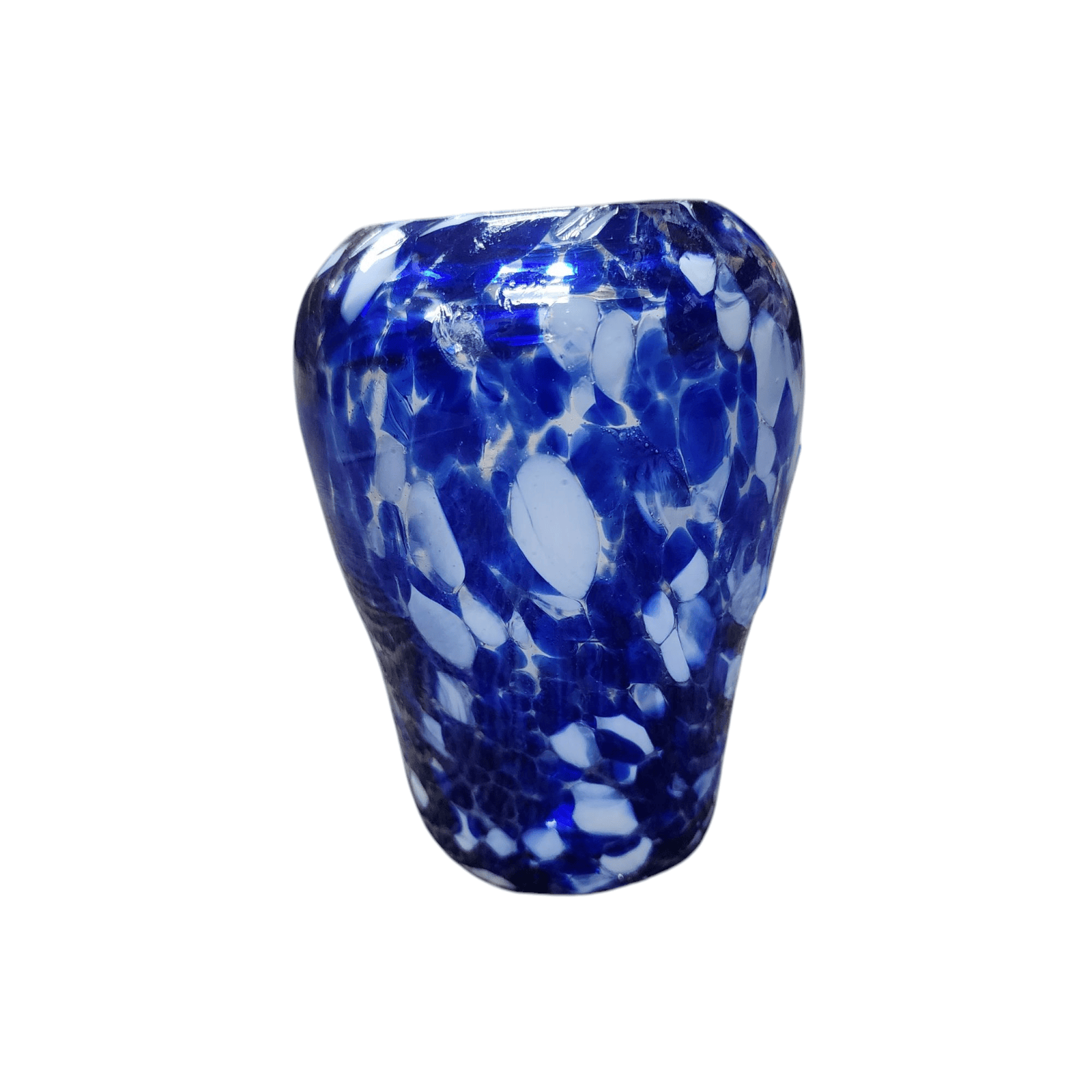 Hand Blown Mexican Frit Art Glass Vase Cobalt Blue 5 Inch