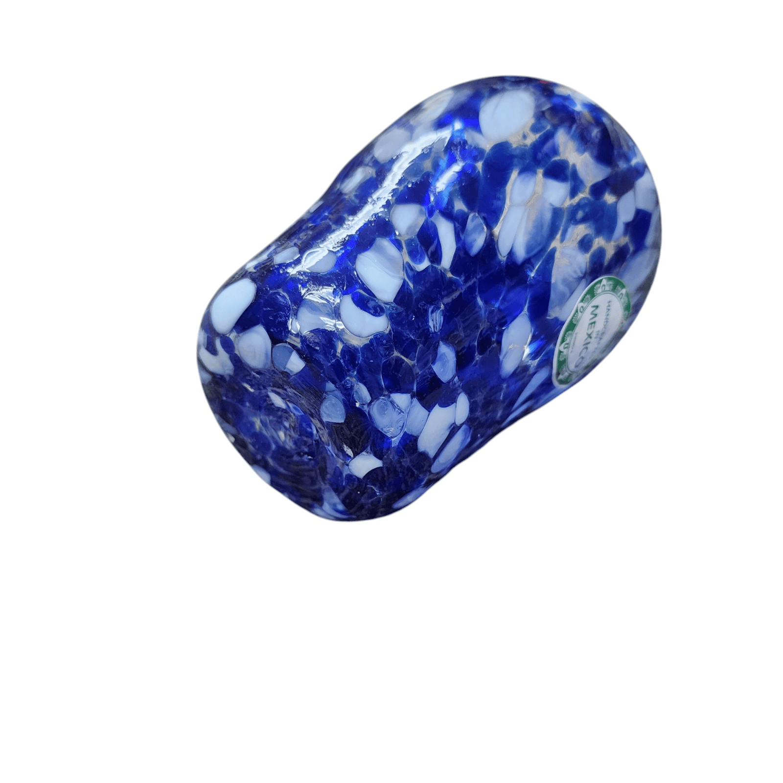 Hand Blown Mexican Frit Art Glass Vase Cobalt Blue 5 Inch