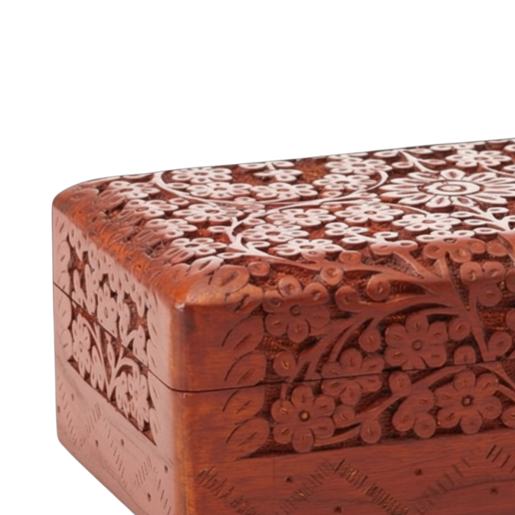 Hand-Carved Floral Trinket Box