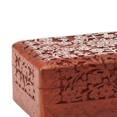 Hand-Carved Floral Trinket Box