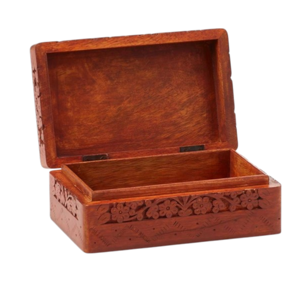 Hand-Carved Floral Trinket Box
