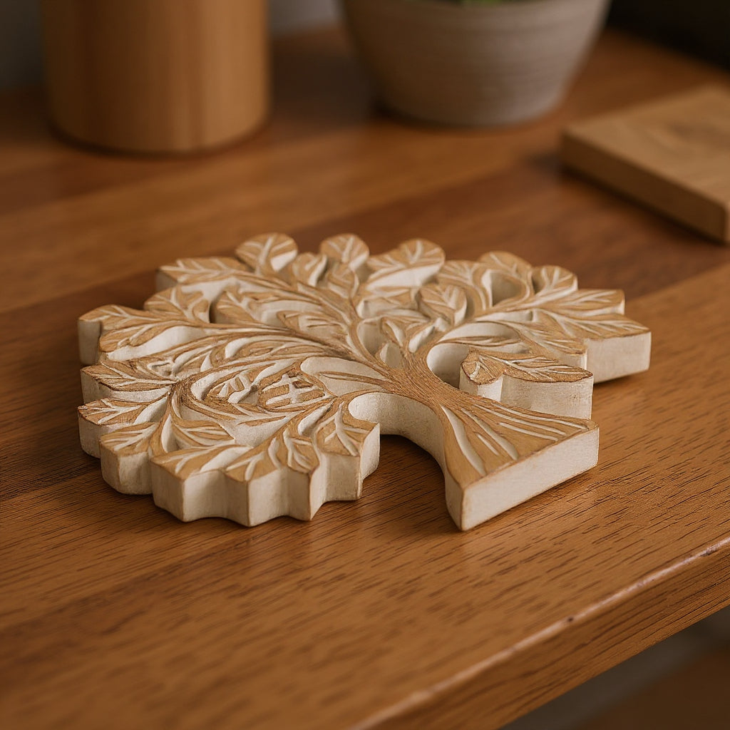 Handcarved Wooden Trivet | Tree of Life