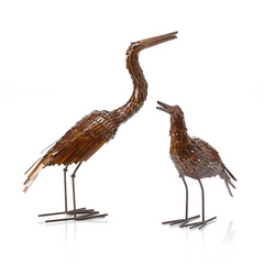 Handcrafted Copper Cranes (Set of 2)