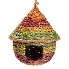 Handcrafted Garden Birdhouse | Recycled Wrapper Design