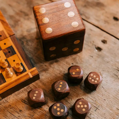 Handcrafted Wood Dice with Storage Box