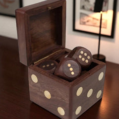 Handcrafted Wood Dice with Storage Box