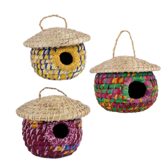 Handwoven Acron Birdhouse | Recycled Sari