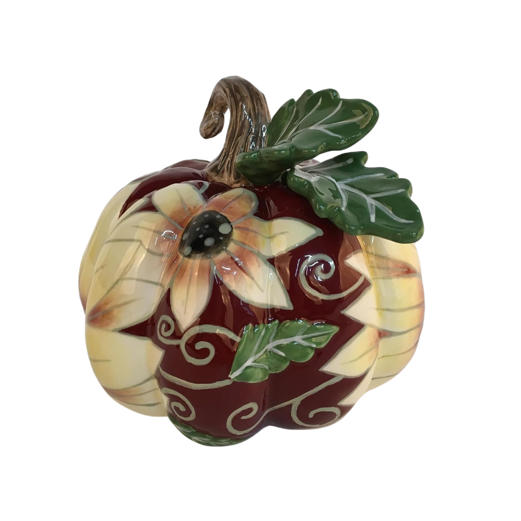 Harvest Blooms Ceramic Pumpkin