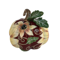 Harvest Blooms Ceramic Pumpkin