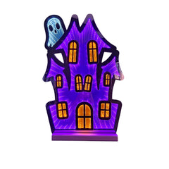 Haunted House with Ghost Infinity Light 16"H