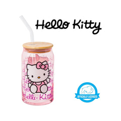 Hello Kitty Gradient Glass Tumbler with Bamboo Lid 16 oz