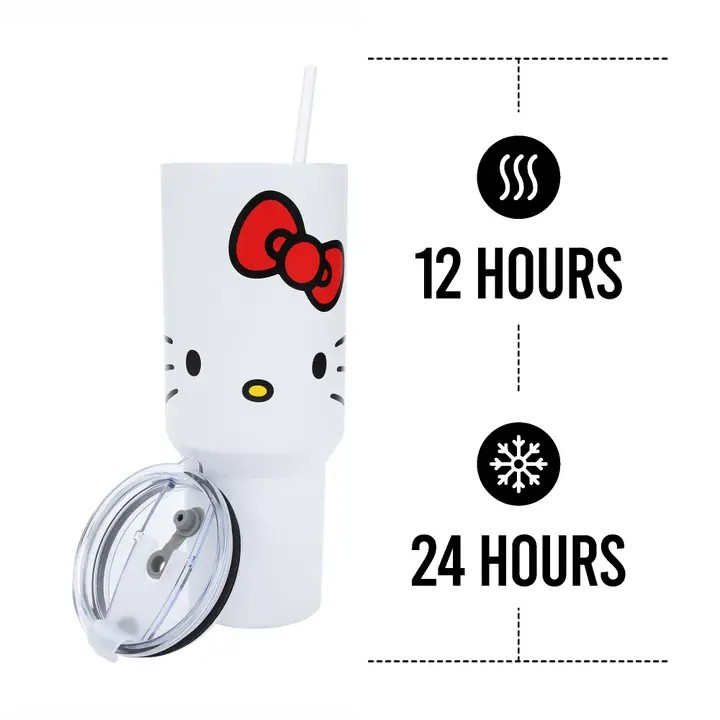 Hello Kitty Stainless Steel Tumbler with Straw and Lid 40oz