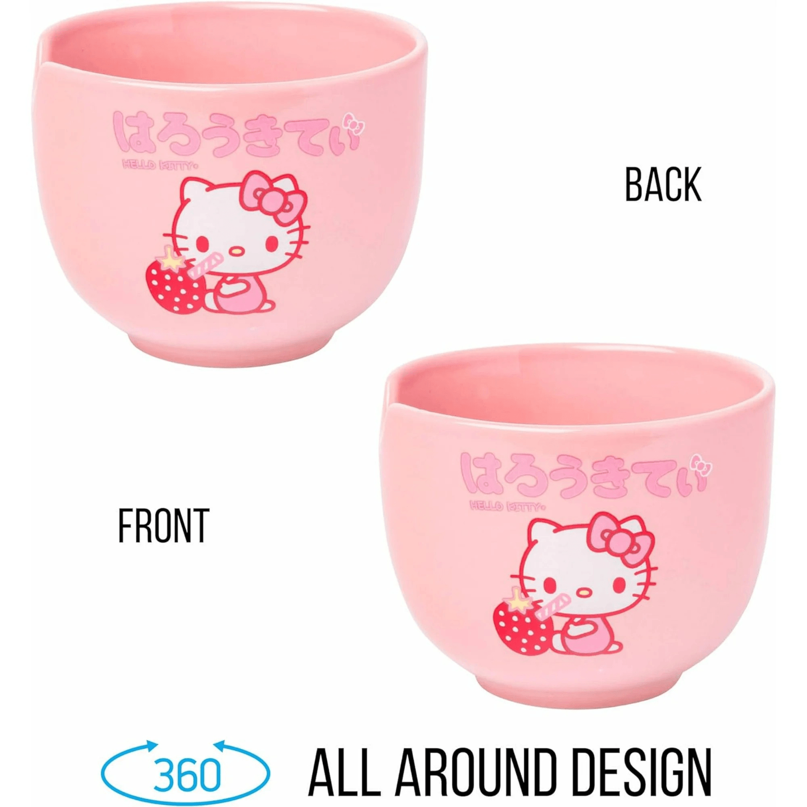 Hello Kitty Strawberry Ramen Bowl with Chopsticks 20 oz