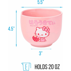 Hello Kitty Strawberry Ramen Bowl with Chopsticks 20 oz