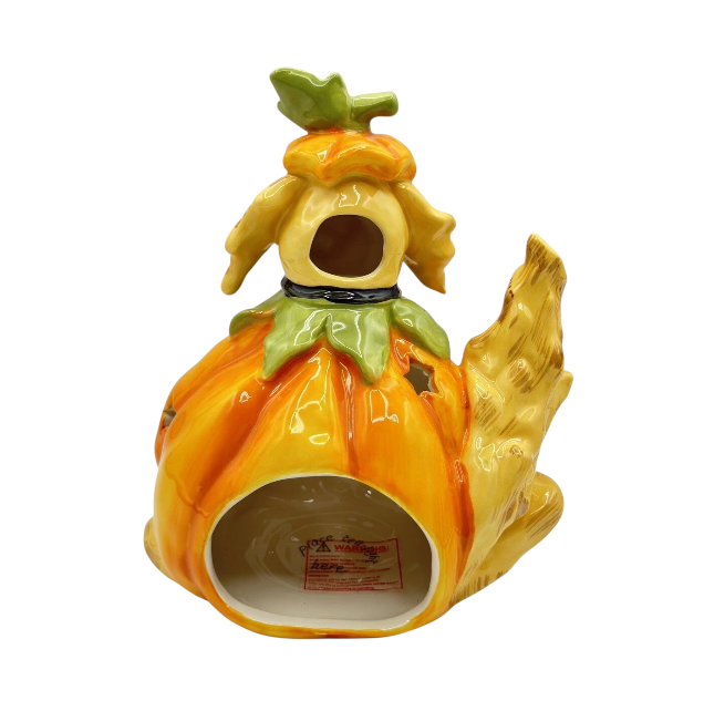 Jack-O-Lantern Pumpkin Dog Candle House