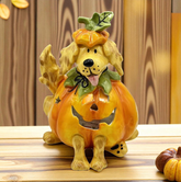 Jack-O-Lantern Pumpkin Dog Candle House