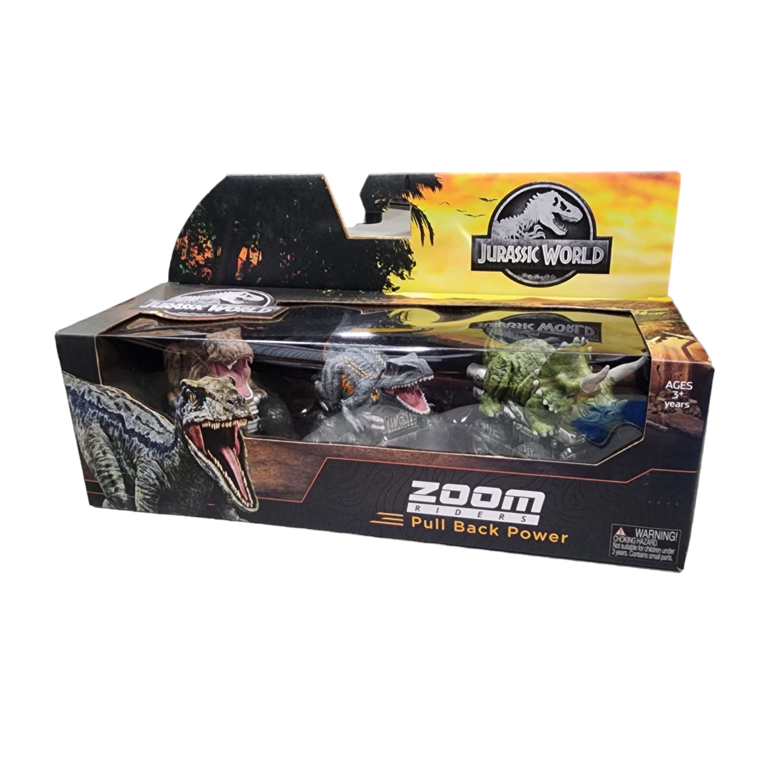 Jurassic World Zoom Riders Dinosaur Cars Pull Back Power Race and Battle 3 Pack