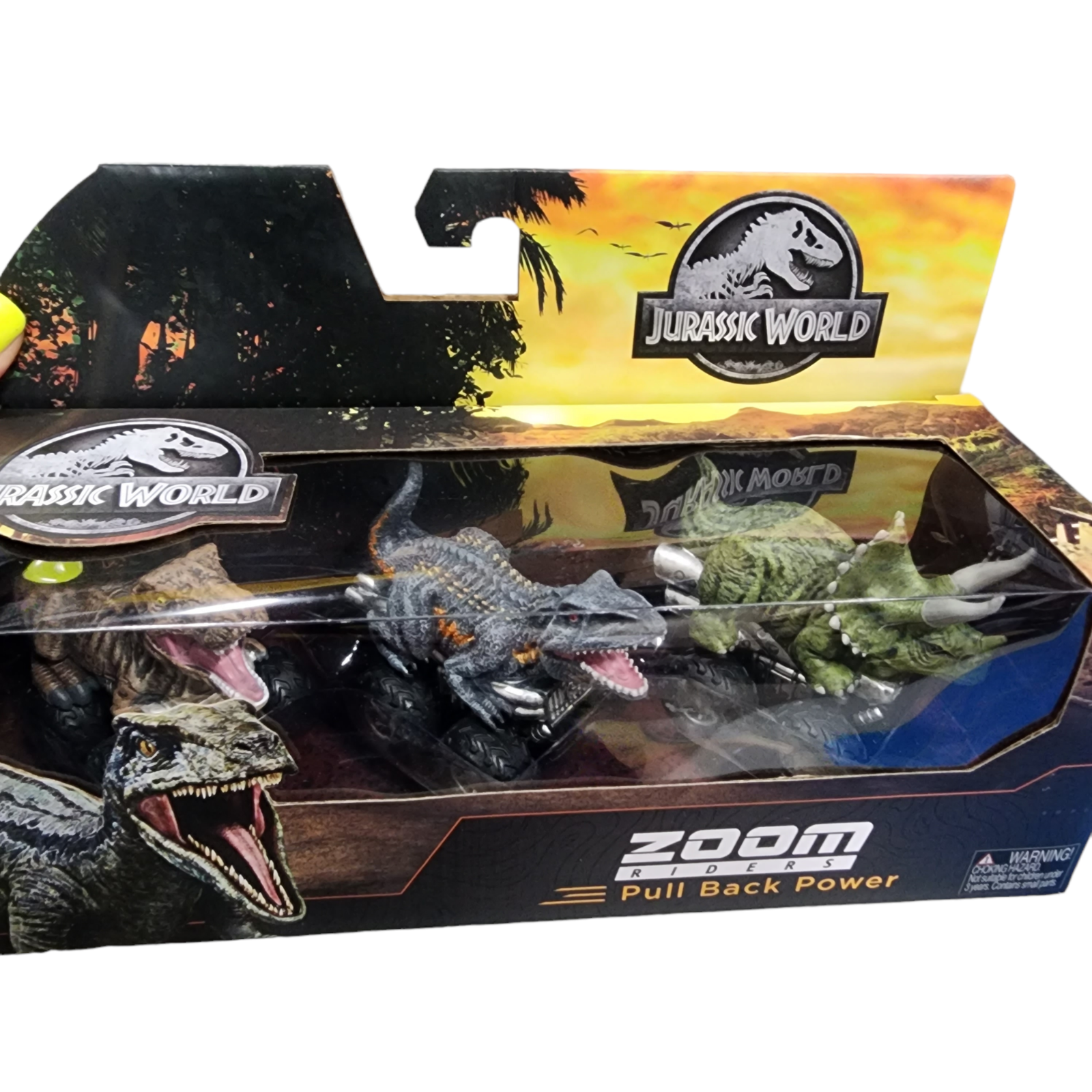 Jurassic World Zoom Riders Dinosaur Cars Pull Back Power Race and Battle 3 Pack