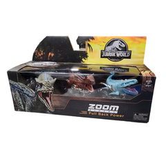 Jurassic World Zoom Riders Pull Back Power Dinosaur Cars Race and Battle - 3 Pk