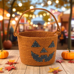 Jute Halloween Basket | Jack-O-Lantern