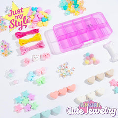 Kawaii Cute Charms Jewelry Making Kit Beads Glow Alphabet with Bead Case