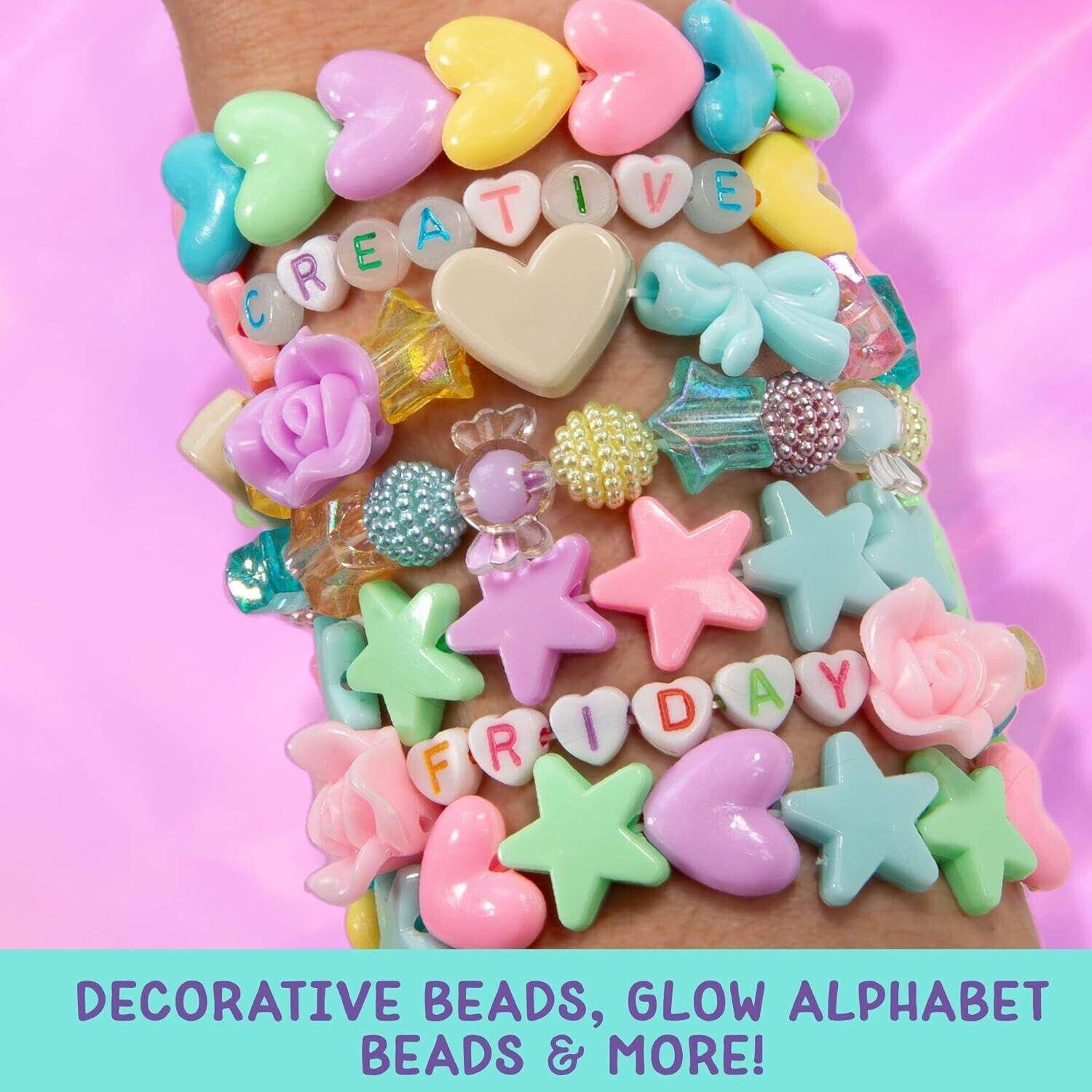Kawaii Cute Charms Jewelry Making Kit Beads Glow Alphabet with Bead Case